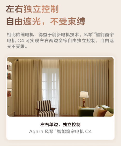 行业首款左右窗帘独立控制绿米联创风琴智能窗帘电机C4上市(图2)